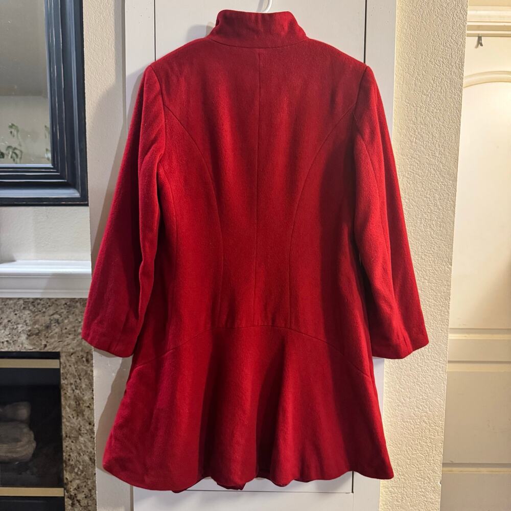 Sofia Cashmere Red Funnel Neck Wool Cashmere Coat… - image 4